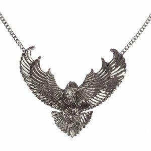Eagle Necklace White Brass Plated in Sterling Silv